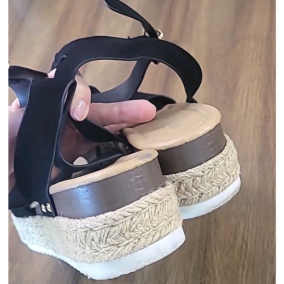 Top Moda Jute-Lined Ankle Strap Sandals – Black & Beige – Size 8 – GUC - Picture 7 of 8